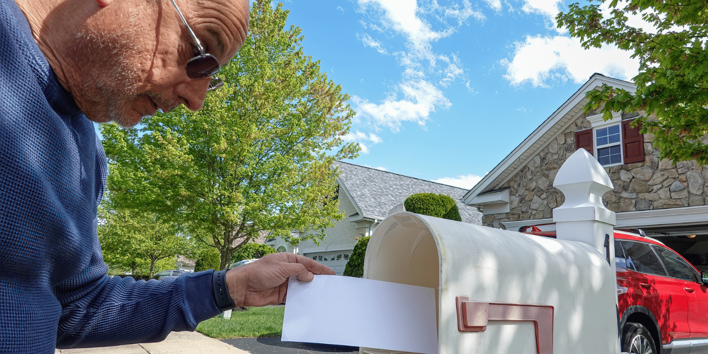 Brief wird in Briefkasten eingeworfen